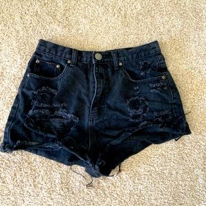 Signature8 black high rise jean shorts